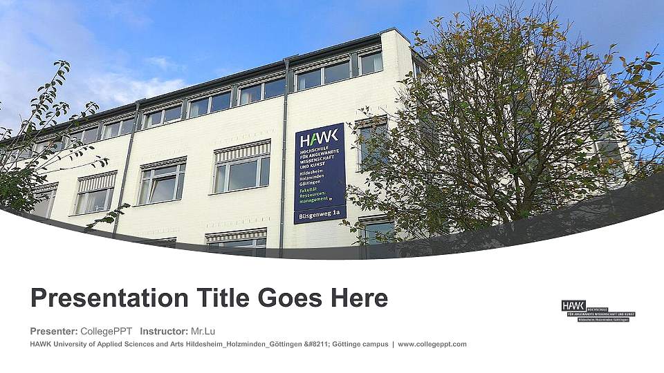 HAWK University of Applied Sciences and Arts Hildesheim_Holzminden_Göttingen – Göttinge campus Course/Courseware Creation PPT Template16:9 ratio PPT effect preview image
