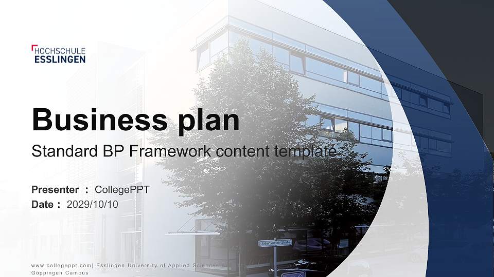 Esslingen University of Applied Sciences – Göppingen Campus Competition/Entrepreneurship Contest PPT Template16:9 ratio PPT effect preview image