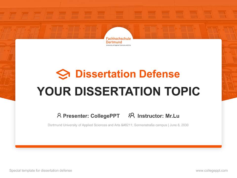 Dortmund University of Applied Sciences and Arts – Sonnenstraße campus Graduation Thesis Defense PPT Template4:3 ratio PPT effect preview image7