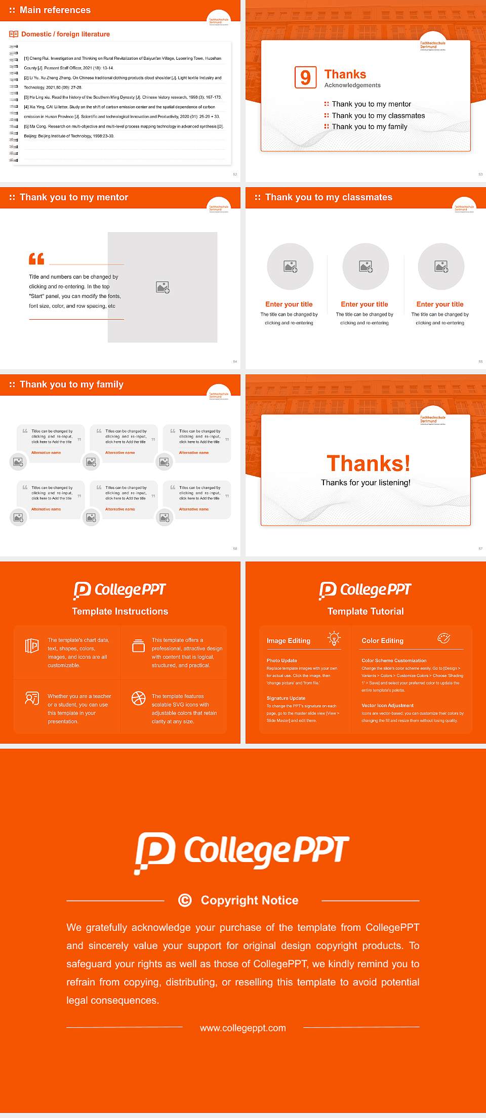 Dortmund University of Applied Sciences and Arts – Sonnenstraße campus Graduation Thesis Defense PPT Template4:3 ratio PPT effect preview image7