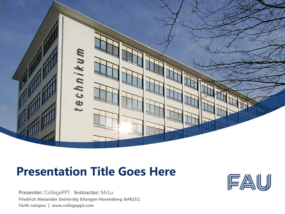 Friedrich Alexander University Erlangen-Nuremberg – Fürth campus Course/Courseware Creation PPT Template4:3 ratio PPT effect preview image5