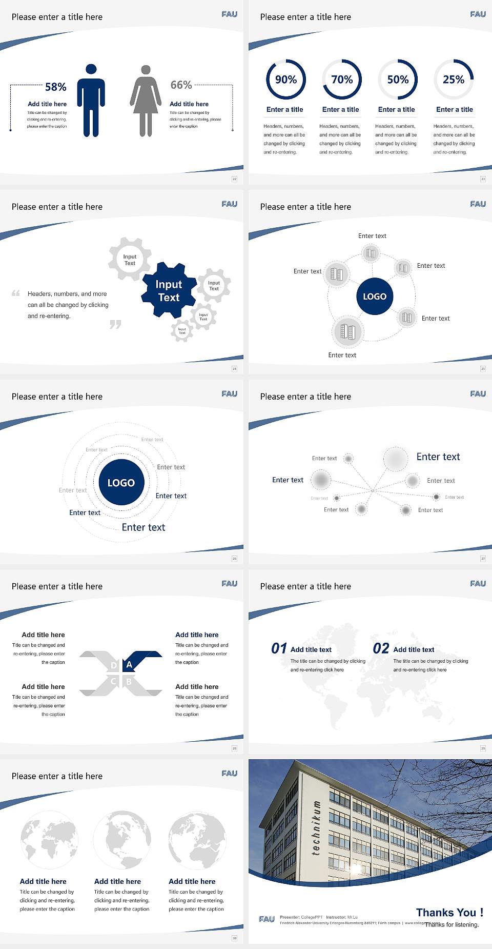 Friedrich Alexander University Erlangen-Nuremberg – Fürth campus Course/Courseware Creation PPT Template4:3 ratio PPT effect preview image4
