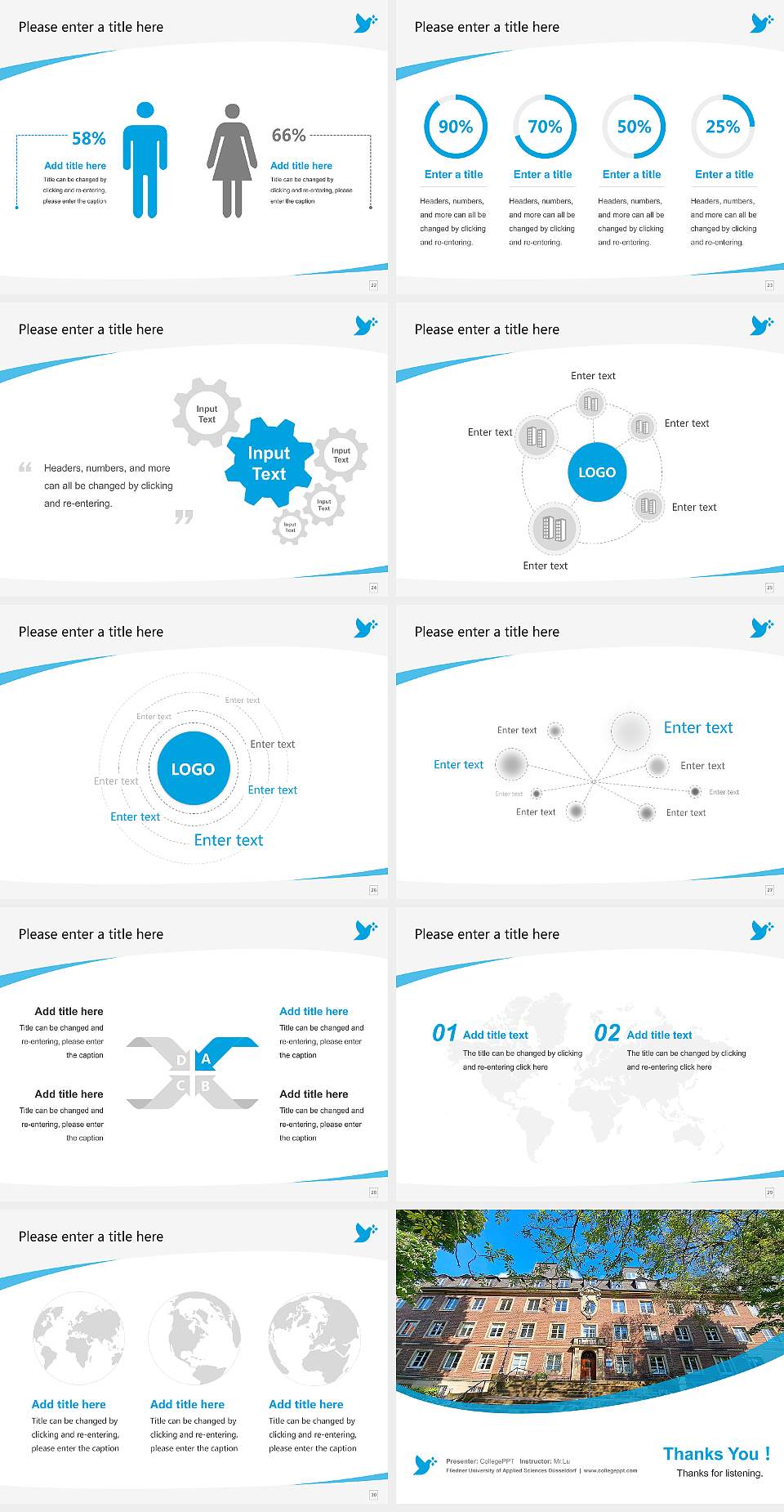 Fliedner University of Applied Sciences Düsseldorf Course/Courseware Creation PPT Template4:3 ratio PPT effect preview image4