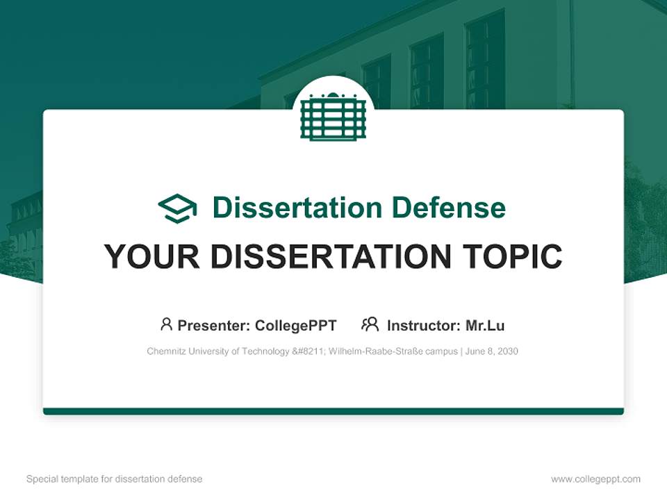 Chemnitz University of Technology – Wilhelm-Raabe-Straße campus Graduation Thesis Defense PPT Template4:3 ratio PPT effect preview image7