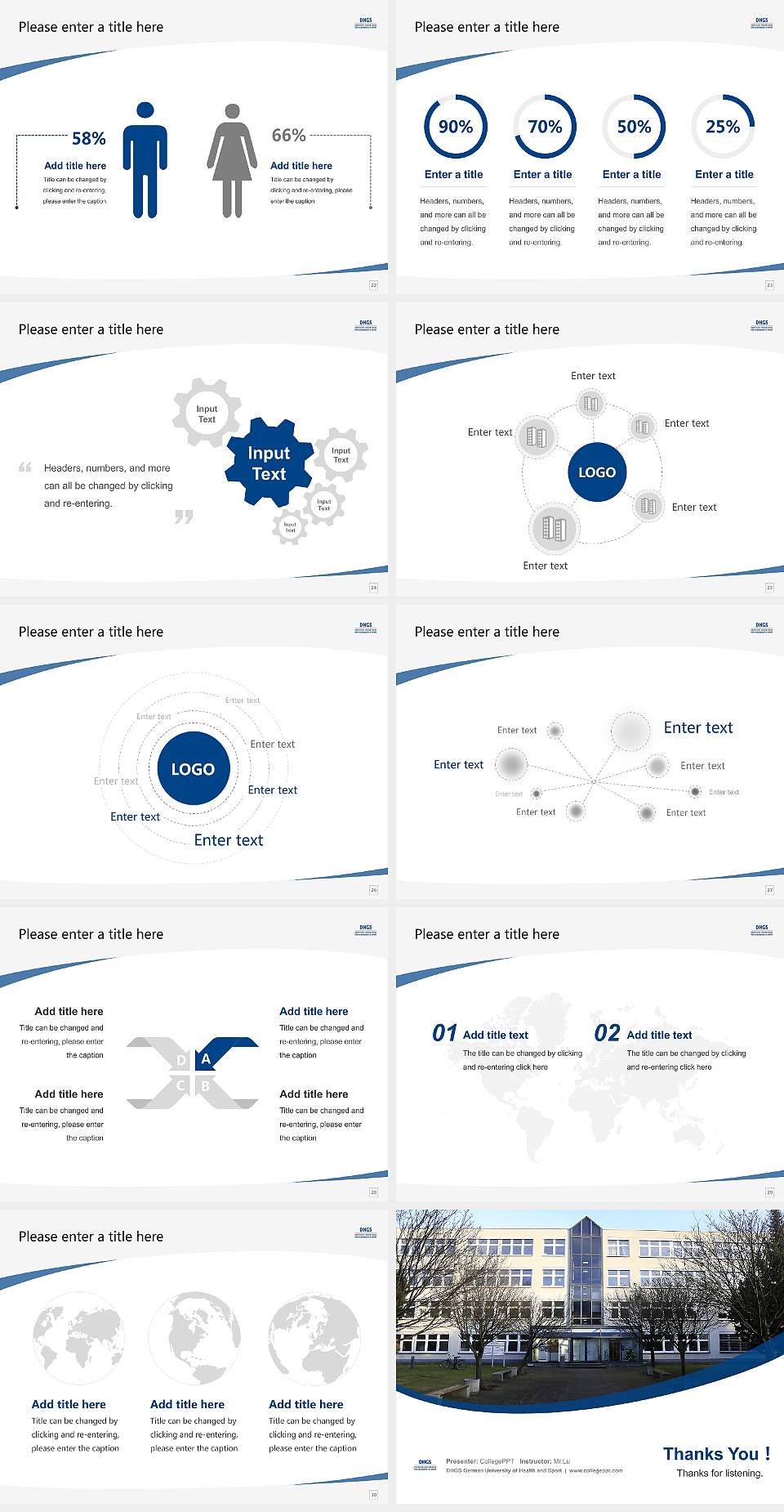DHGS German University of Health and Sport Course/Courseware Creation PPT Template4:3 ratio PPT effect preview image4