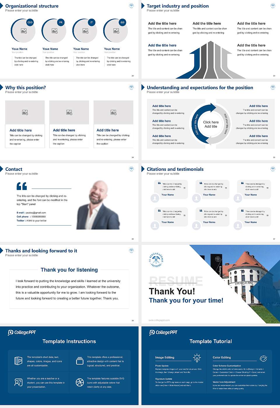 Freiberg University of Mining and Technology Resume PPT Template16:9 ratio PPT effect preview image4