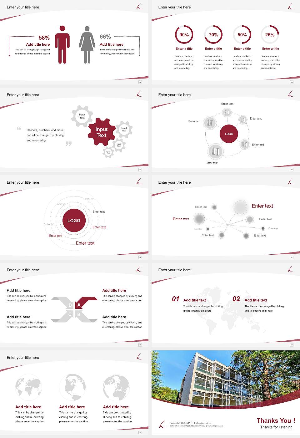 Catholic University of Applied Sciences Freiburg Course/Courseware Creation PPT Template16:9 ratio PPT effect preview image4