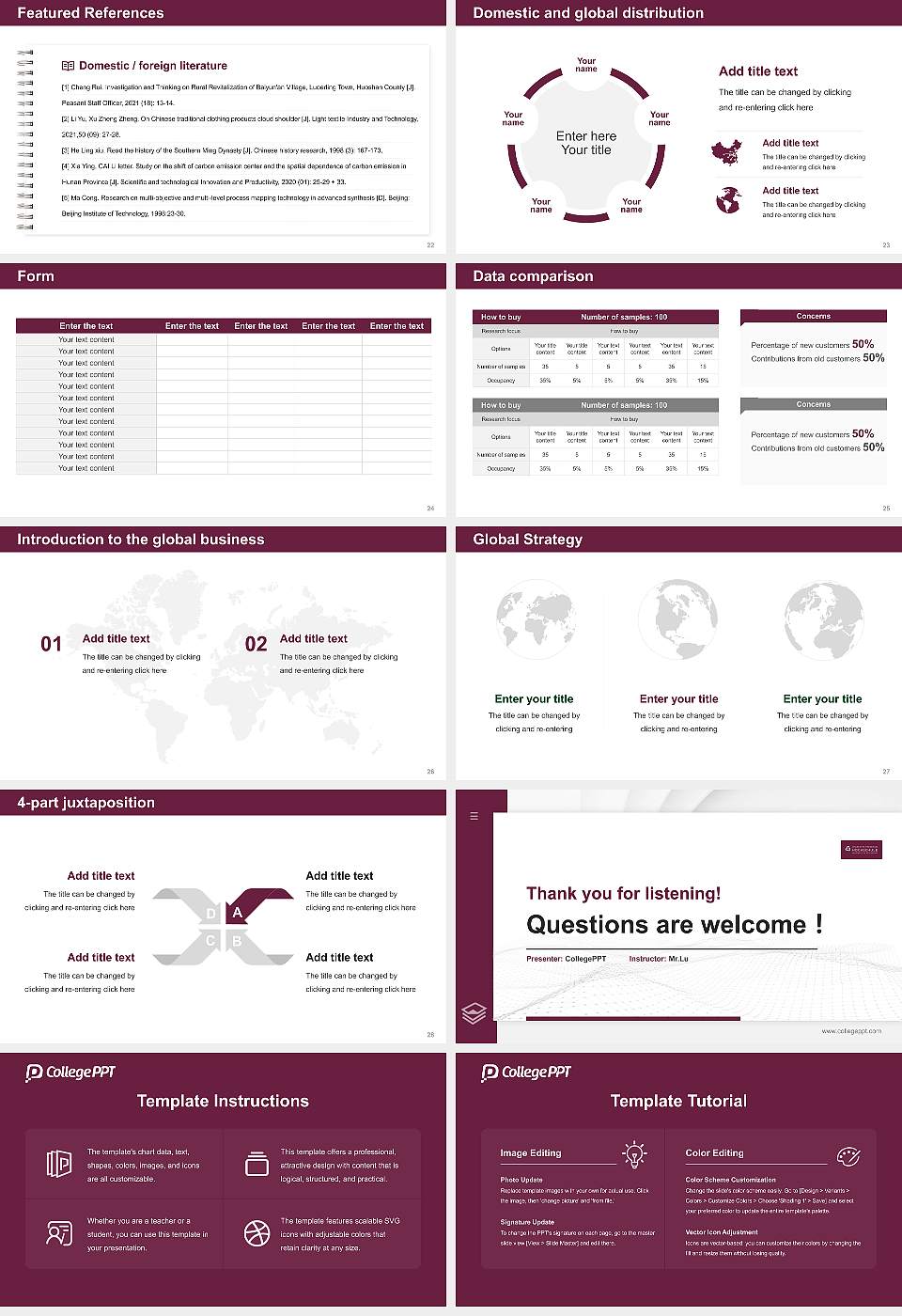 Charlotte Fresenius University Thesis Proposal/Graduation Defense PPT Template16:9 ratio PPT effect preview image4
