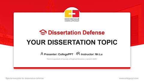 Hamm-Lippstadt University of Applied Sciences Graduation Thesis Defense PPT Template