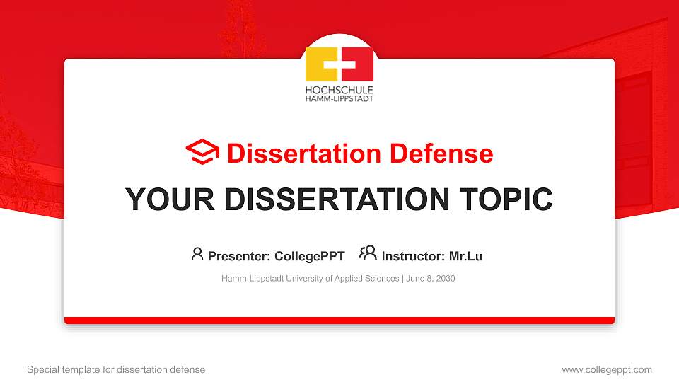 Hamm-Lippstadt University of Applied Sciences Graduation Thesis Defense PPT Template16:9 ratio PPT effect preview image