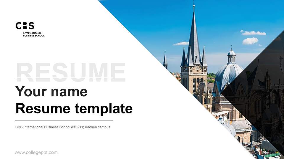 CBS International Business School – Aachen campus Resume PPT Template16:9 ratio PPT effect preview image