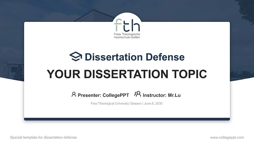 Free Theological University Giessen Graduation Thesis Defense PPT Template16:9 ratio PPT effect preview image