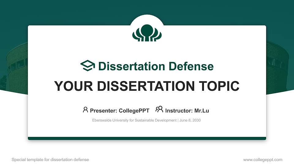 Eberswalde University for Sustainable Development Graduation Thesis Defense PPT Template16:9 ratio PPT effect preview image