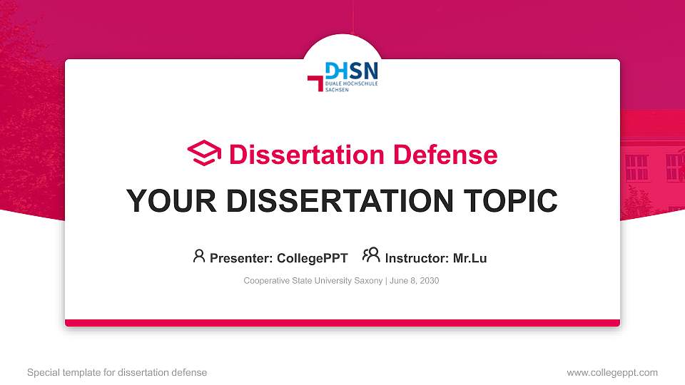 Cooperative State University Saxony Graduation Thesis Defense PPT Template16:9 ratio PPT effect preview image