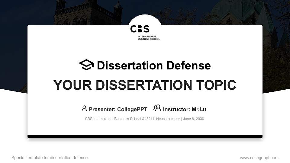 CBS International Business School – Neuss campus Graduation Thesis Defense PPT Template16:9 ratio PPT effect preview image