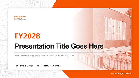 Dortmund University of Applied Sciences and Arts – Max-Ophüls-Platz campus Academic Presentation/Research Findings Report PPT Template