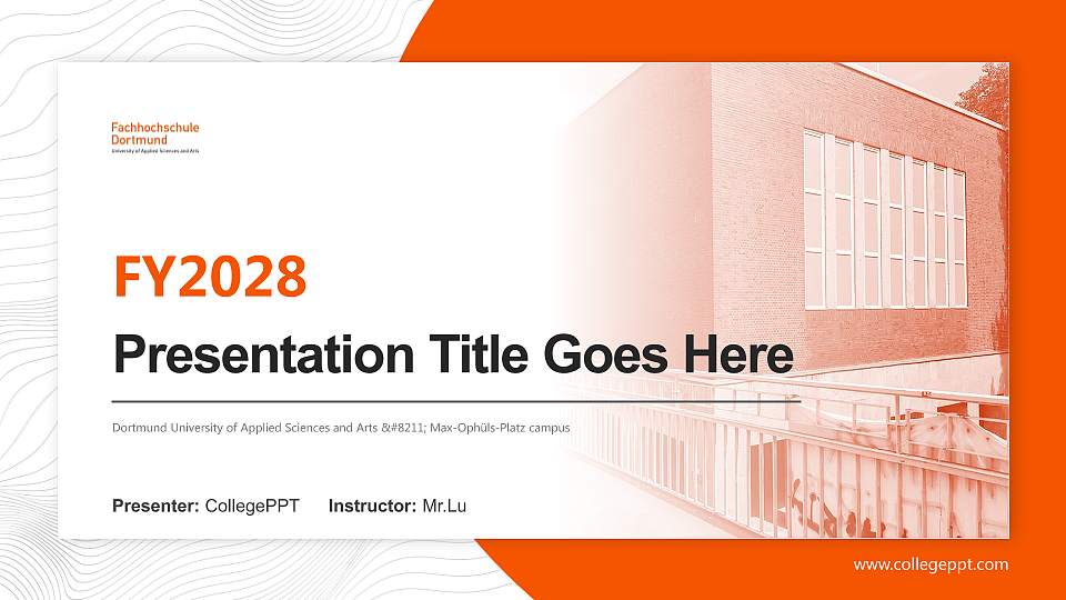 Dortmund University of Applied Sciences and Arts – Max-Ophüls-Platz campus Academic Presentation/Research Findings Report PPT Template16:9 ratio PPT effect preview image