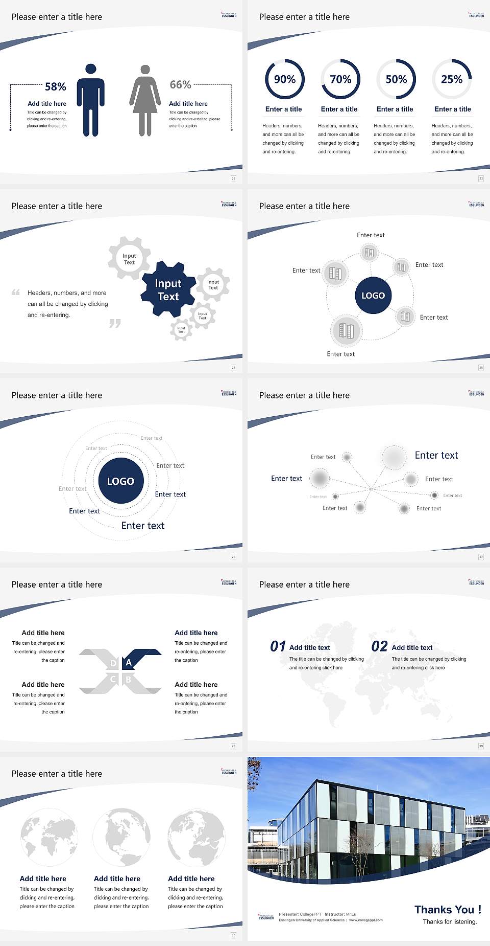 Esslingen University of Applied Sciences Course/Courseware Creation PPT Template4:3 ratio PPT effect preview image4