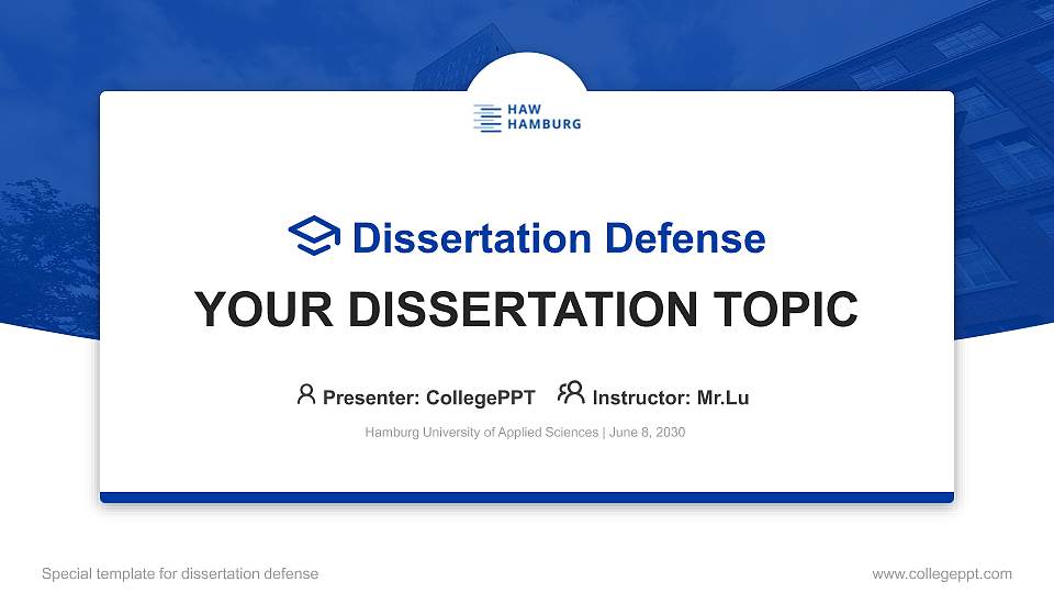 Hamburg University of Applied Sciences Graduation Thesis Defense PPT Template16:9 ratio PPT effect preview image