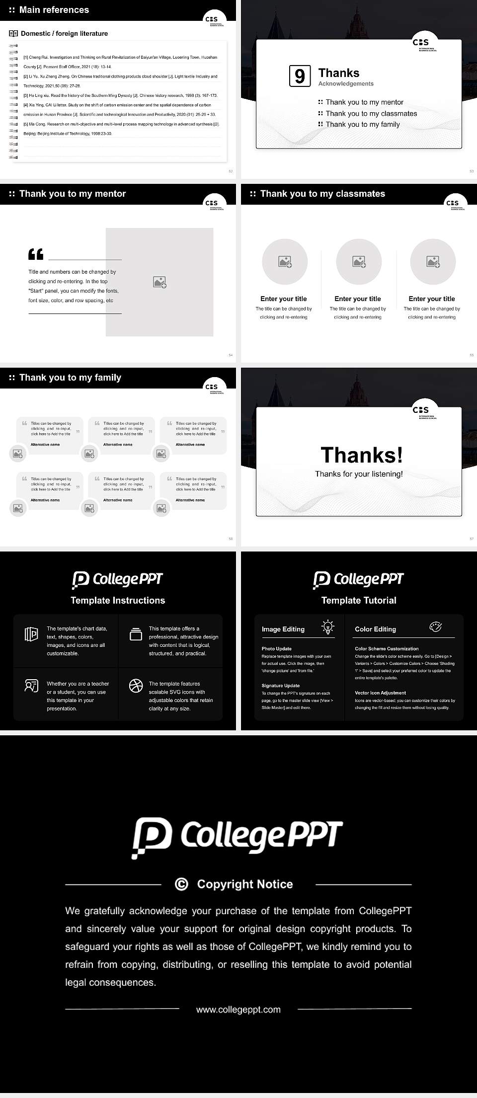 CBS International Business School – Mainz campus Graduation Thesis Defense PPT Template4:3 ratio PPT effect preview image7