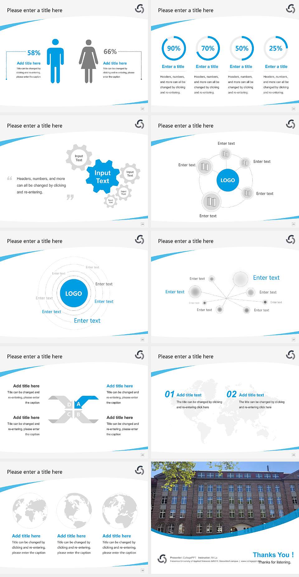 Fresenius University of Applied Sciences – Düsseldorf campus Course/Courseware Creation PPT Template4:3 ratio PPT effect preview image4