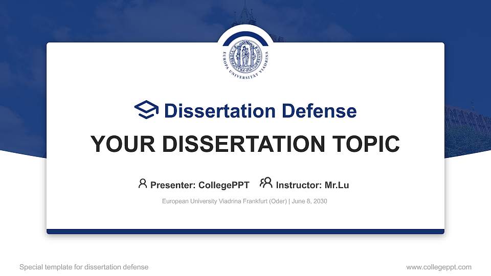 European University Viadrina Frankfurt (Oder) Graduation Thesis Defense PPT Template16:9 ratio PPT effect preview image