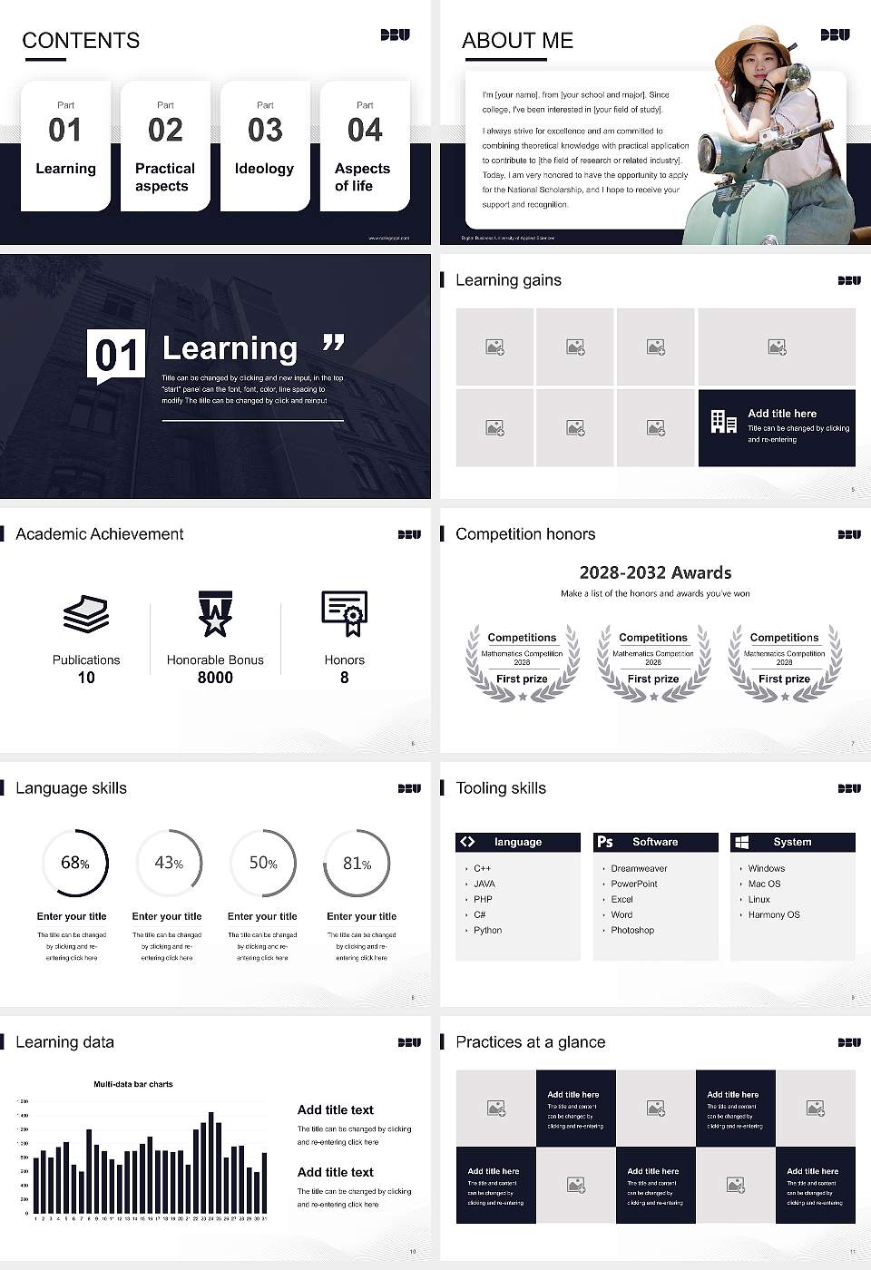 Digital Business University of Applied Sciences National Scholarship Defense PPT Template16:9 ratio PPT effect preview image2