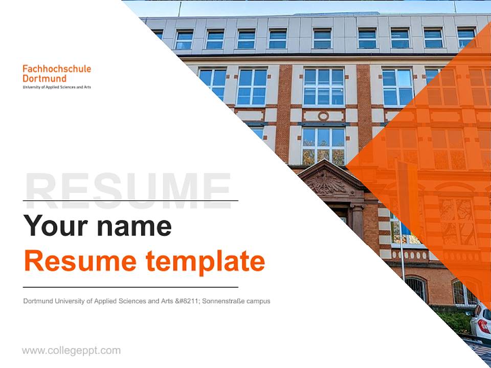 Dortmund University of Applied Sciences and Arts – Sonnenstraße campus Resume PPT Template4:3 ratio PPT effect preview image5