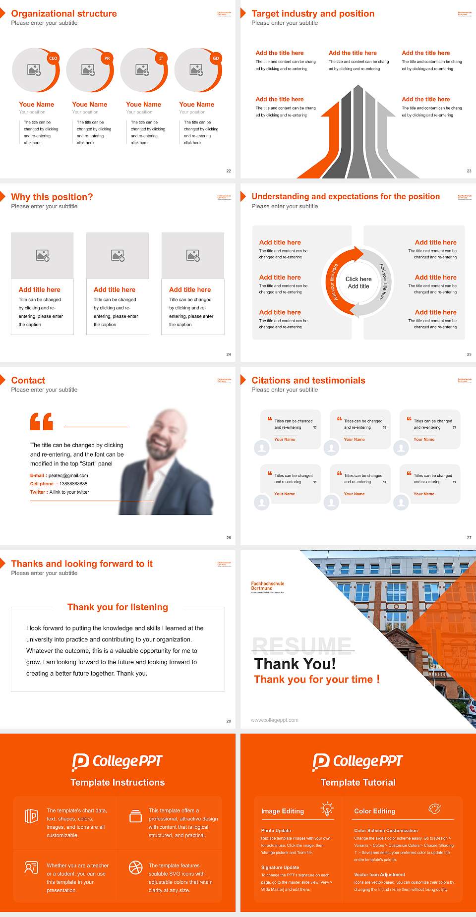 Dortmund University of Applied Sciences and Arts – Sonnenstraße campus Resume PPT Template4:3 ratio PPT effect preview image4
