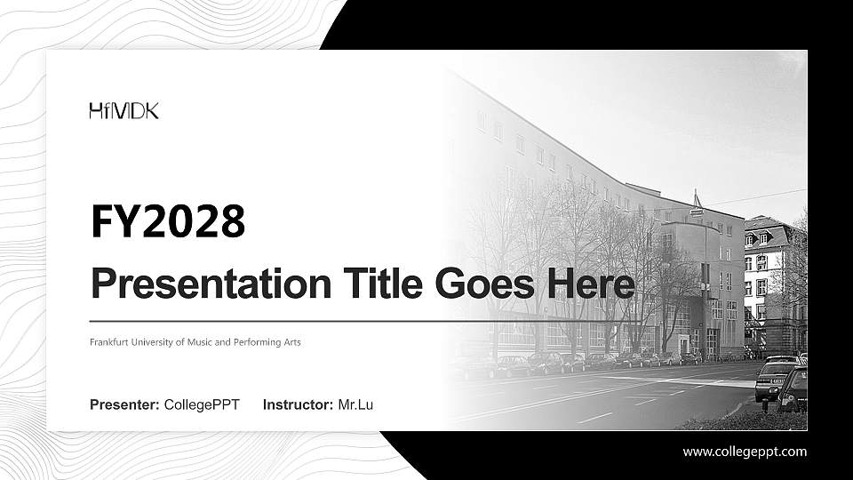 Frankfurt University of Music and Performing Arts Academic Presentation/Research Findings Report PPT Template16:9 ratio PPT effect preview image
