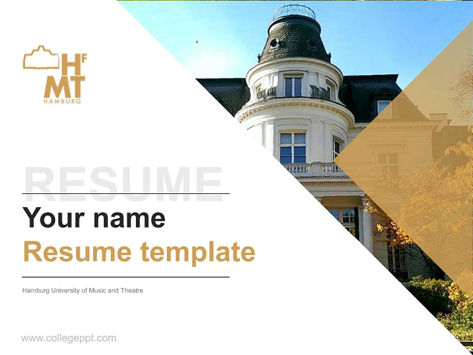 Hamburg University of Music and Theatre Resume PPT Template4:3 ratio PPT effect preview image5