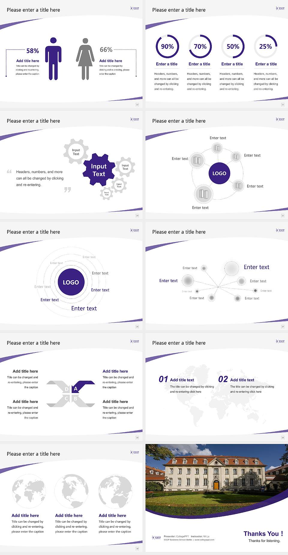 ESCP Business School Berlin Course/Courseware Creation PPT Template4:3 ratio PPT effect preview image4
