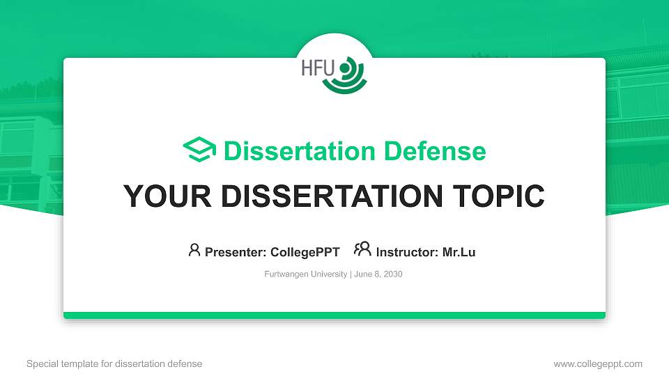 Furtwangen University Graduation Thesis Defense PPT Template16:9 ratio PPT effect preview image