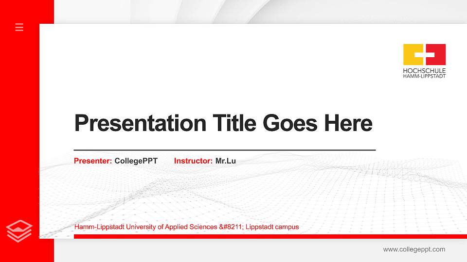 Hamm-Lippstadt University of Applied Sciences – Lippstadt campus Thesis Proposal/Graduation Defense PPT Template16:9 ratio PPT effect preview image