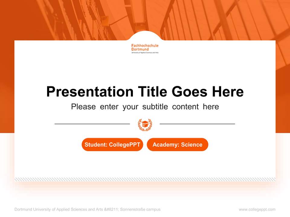 Dortmund University of Applied Sciences and Arts – Sonnenstraße campus National Scholarship Defense PPT Template4:3 ratio PPT effect preview image4