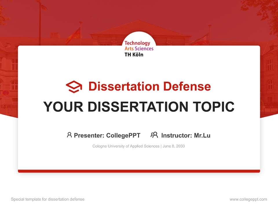Cologne University of Applied Sciences Graduation Thesis Defense PPT Template4:3 ratio PPT effect preview image7