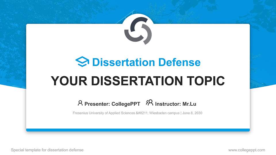 Fresenius University of Applied Sciences – Wiesbaden campus Graduation Thesis Defense PPT Template16:9 ratio PPT effect preview image