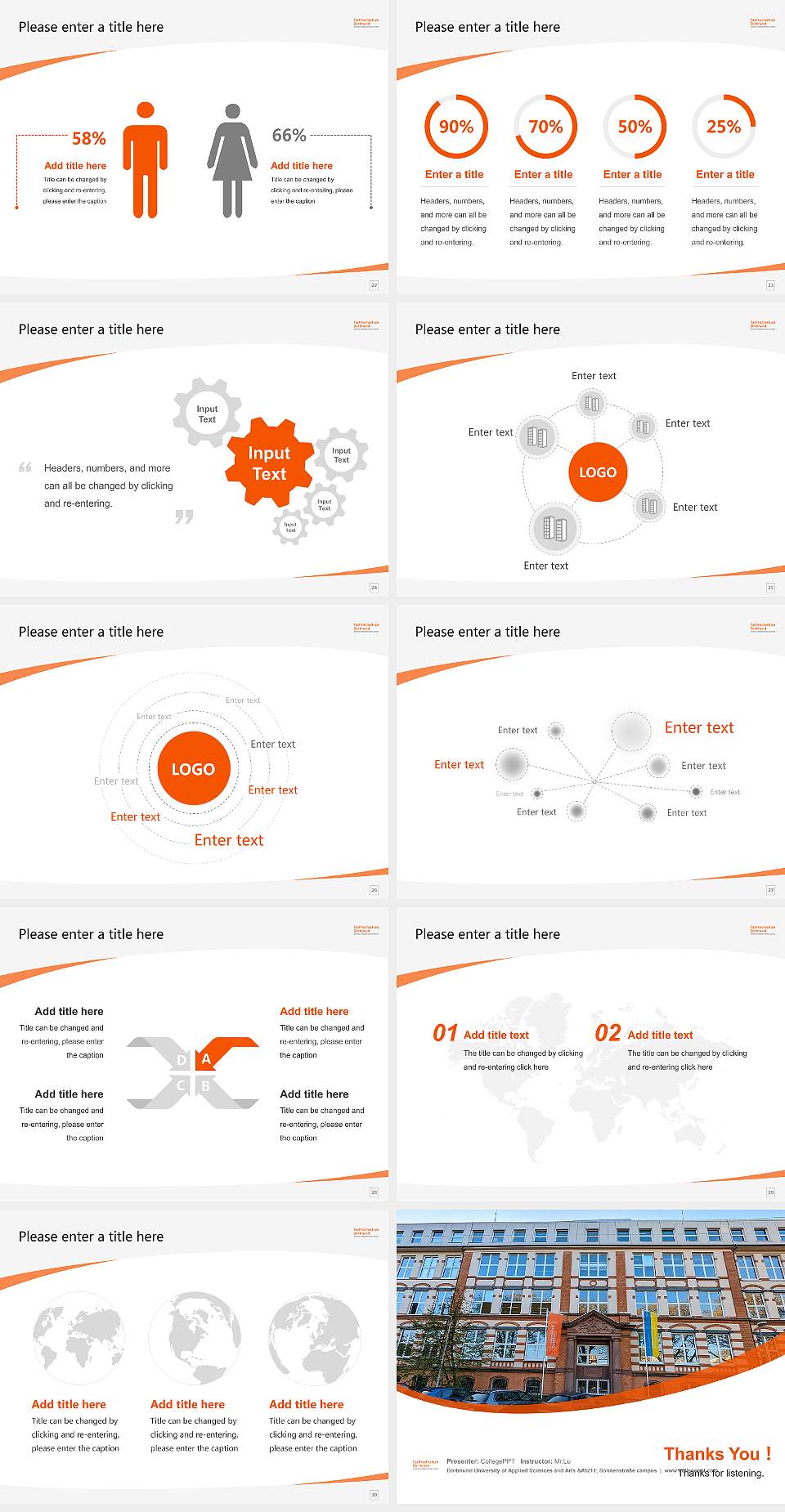 Dortmund University of Applied Sciences and Arts – Sonnenstraße campus Course/Courseware Creation PPT Template4:3 ratio PPT effect preview image4
