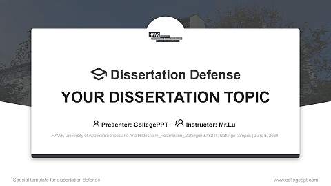 HAWK University of Applied Sciences and Arts Hildesheim_Holzminden_Göttingen – Göttinge campus Graduation Thesis Defense PPT Template