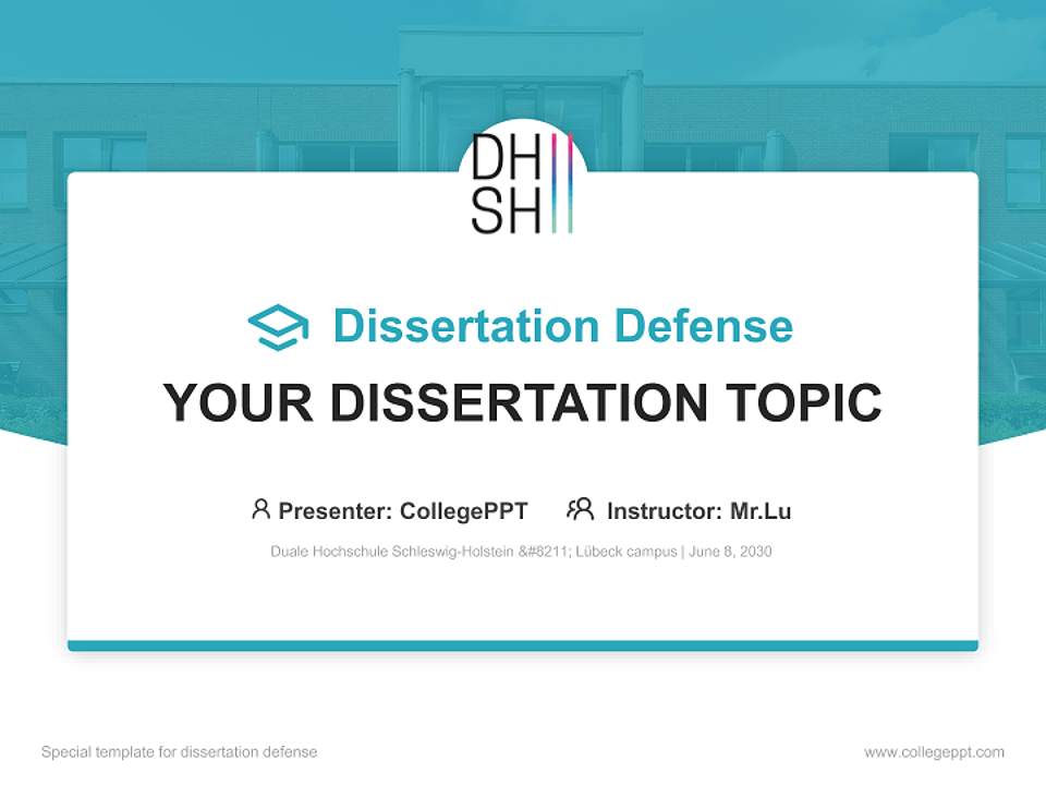 Duale Hochschule Schleswig-Holstein – Lübeck campus Graduation Thesis Defense PPT Template4:3 ratio PPT effect preview image7