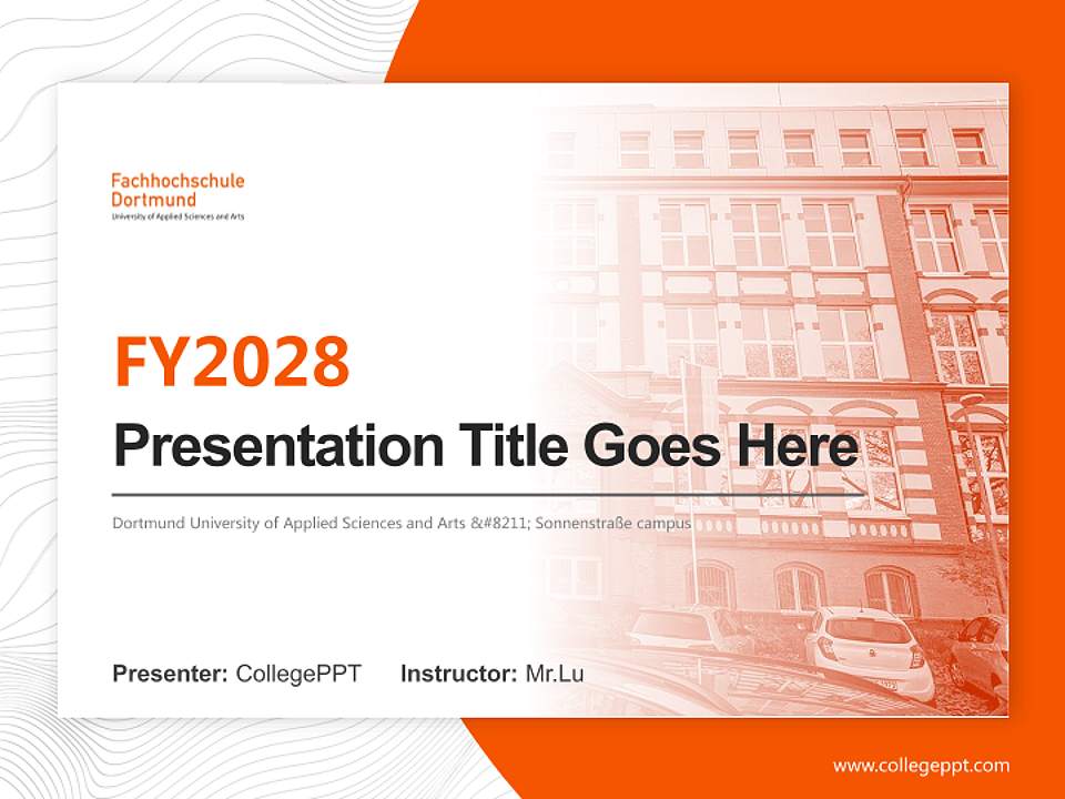 Dortmund University of Applied Sciences and Arts – Sonnenstraße campus Academic Presentation/Research Findings Report PPT Template4:3 ratio PPT effect preview image5