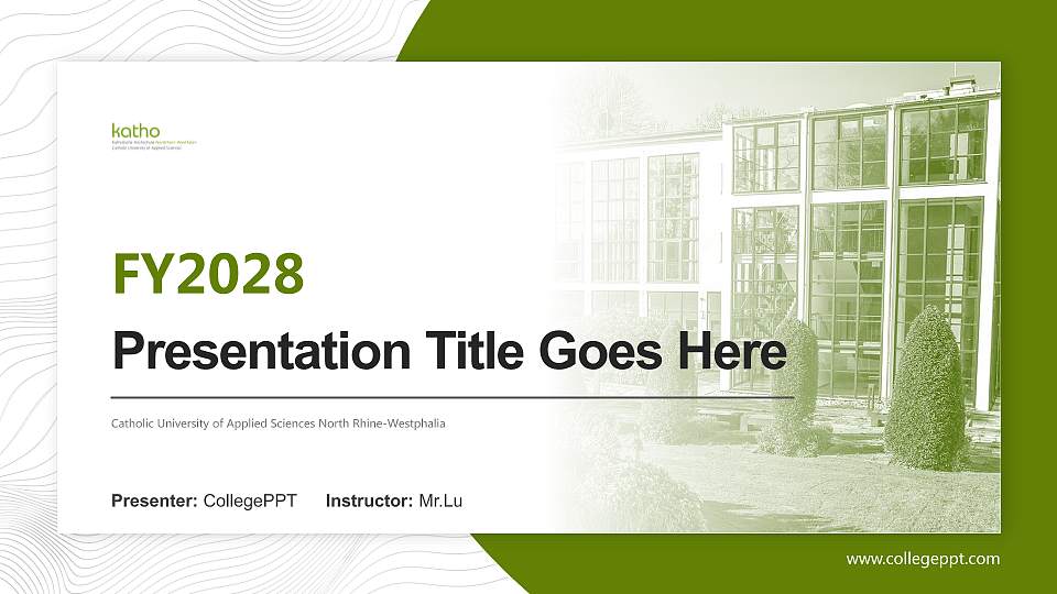 Catholic University of Applied Sciences North Rhine-Westphalia Academic Presentation/Research Findings Report PPT Template16:9 ratio PPT effect preview image