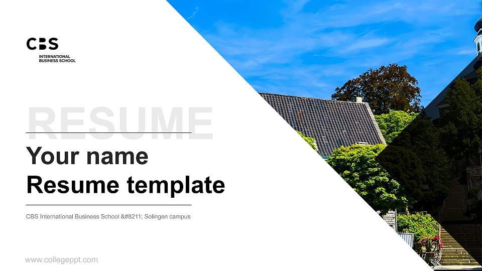 CBS International Business School – Solingen campus Resume PPT Template16:9 ratio PPT effect preview image