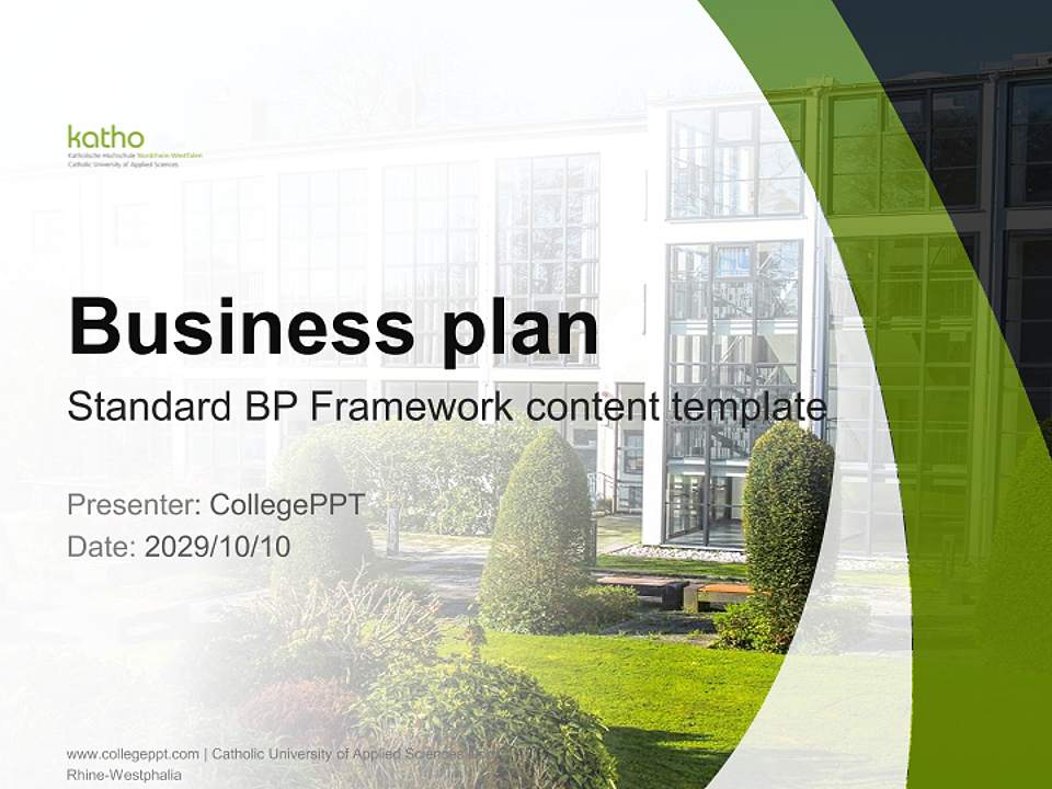 Catholic University of Applied Sciences North Rhine-Westphalia Competition/Entrepreneurship Contest PPT Template4:3 ratio PPT effect preview image9