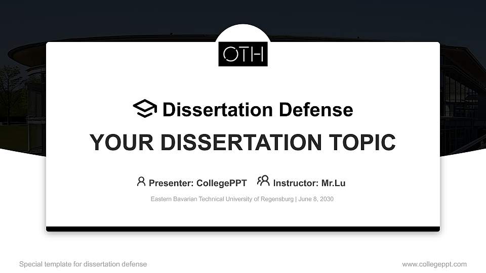Eastern Bavarian Technical University of Regensburg Graduation Thesis Defense PPT Template16:9 ratio PPT effect preview image