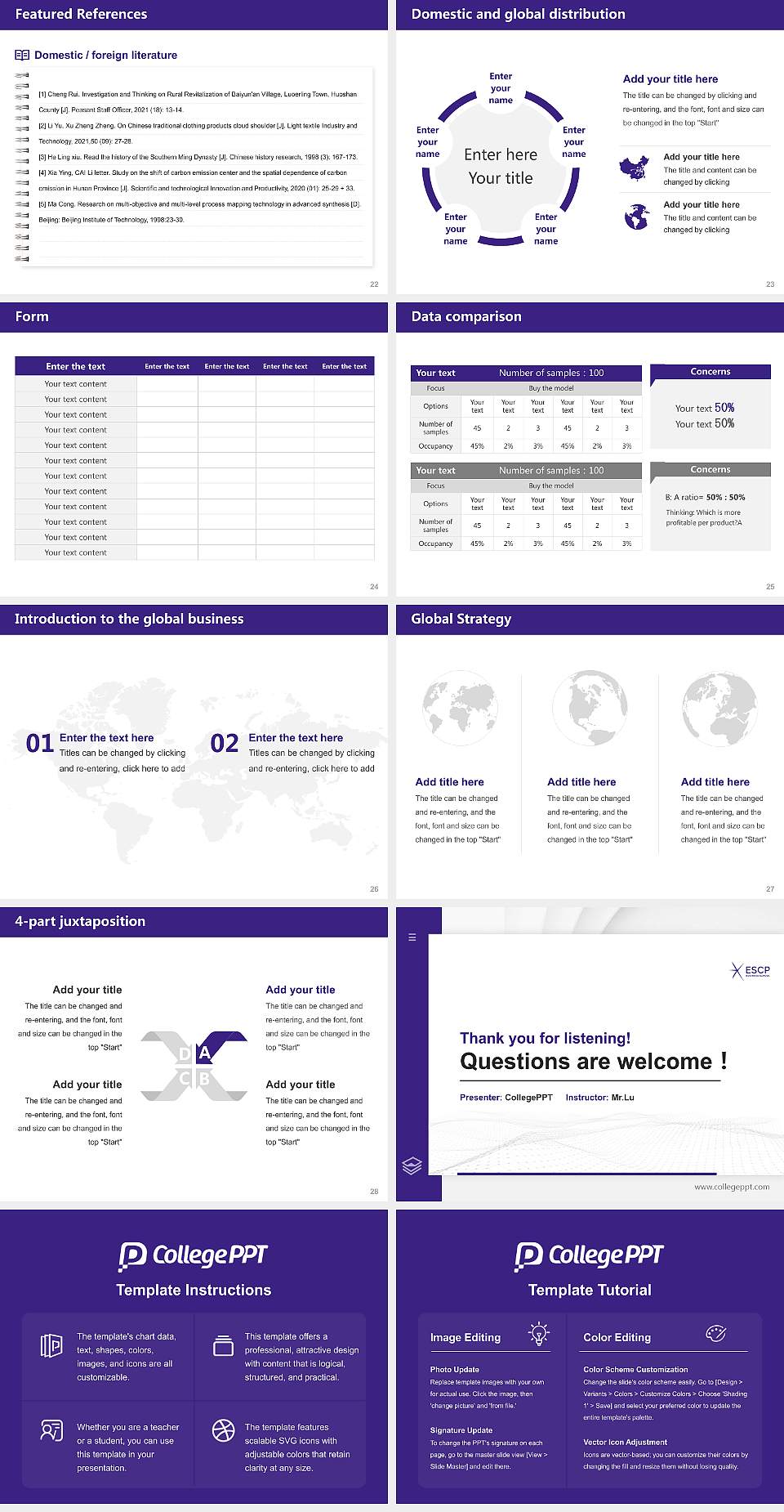 ESCP Business School Berlin Thesis Proposal/Graduation Defense PPT Template4:3 ratio PPT effect preview image4
