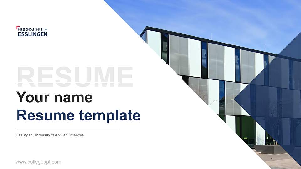 Esslingen University of Applied Sciences Resume PPT Template16:9 ratio PPT effect preview image