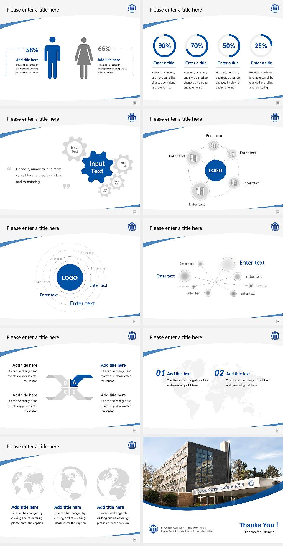 German Sport University Cologne Course/Courseware Creation PPT Template4:3 ratio PPT effect preview image4