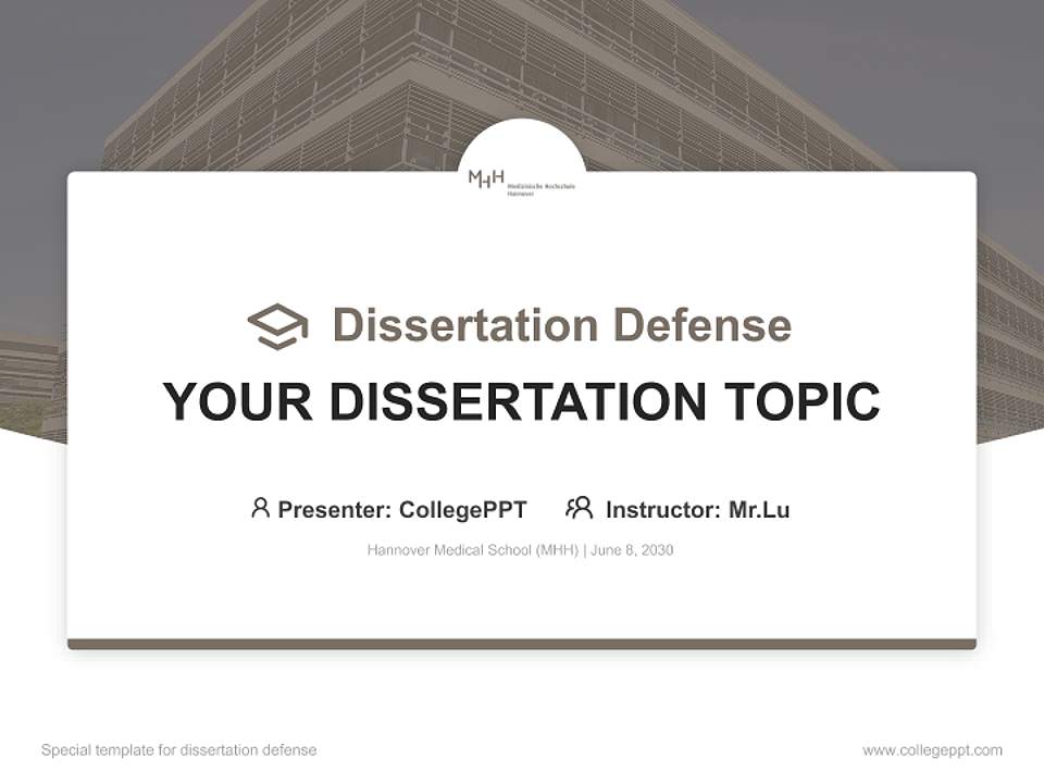 Hannover Medical School (MHH) Graduation Thesis Defense PPT Template4:3 ratio PPT effect preview image7