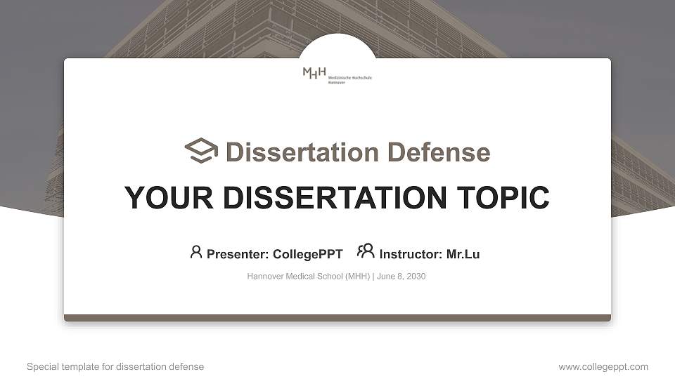 Hannover Medical School (MHH) Graduation Thesis Defense PPT Template16:9 ratio PPT effect preview image